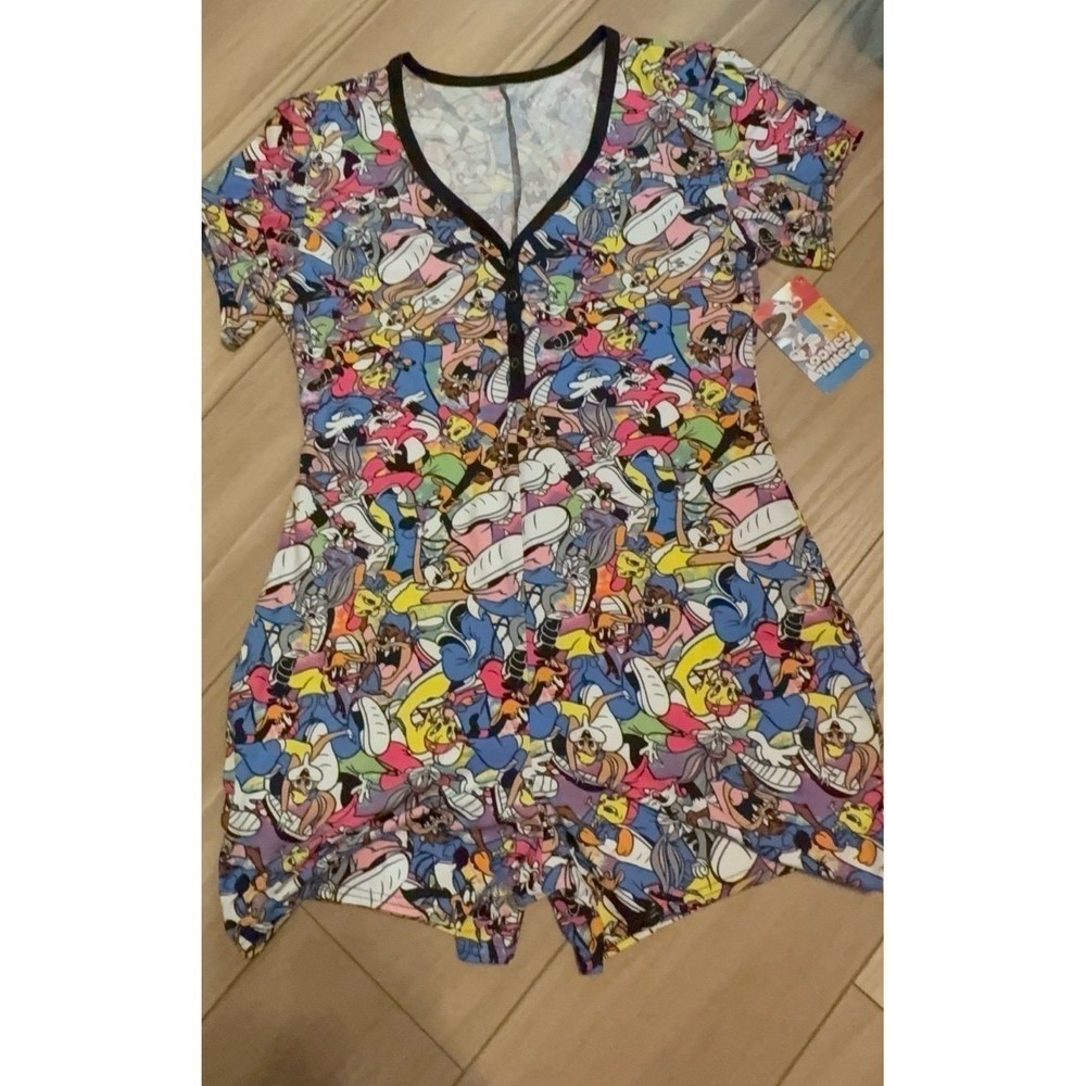 NEW women's size 1X Looney Tunes Buttery soft sleep romper pajama loungewear set